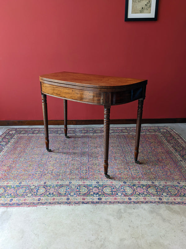 Antique Georgian Mahogany Fold Over Tea Table / Card Table / Console Table