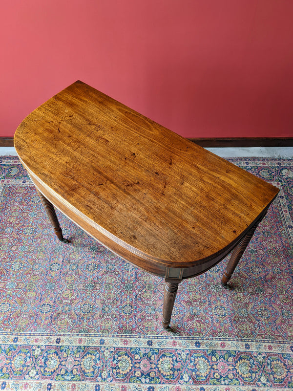 Antique Georgian Mahogany Fold Over Tea Table / Card Table / Console Table