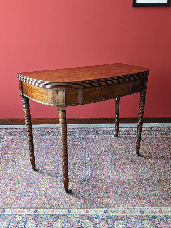 Antique Georgian Mahogany Fold Over Tea Table / Card Table / Console Table