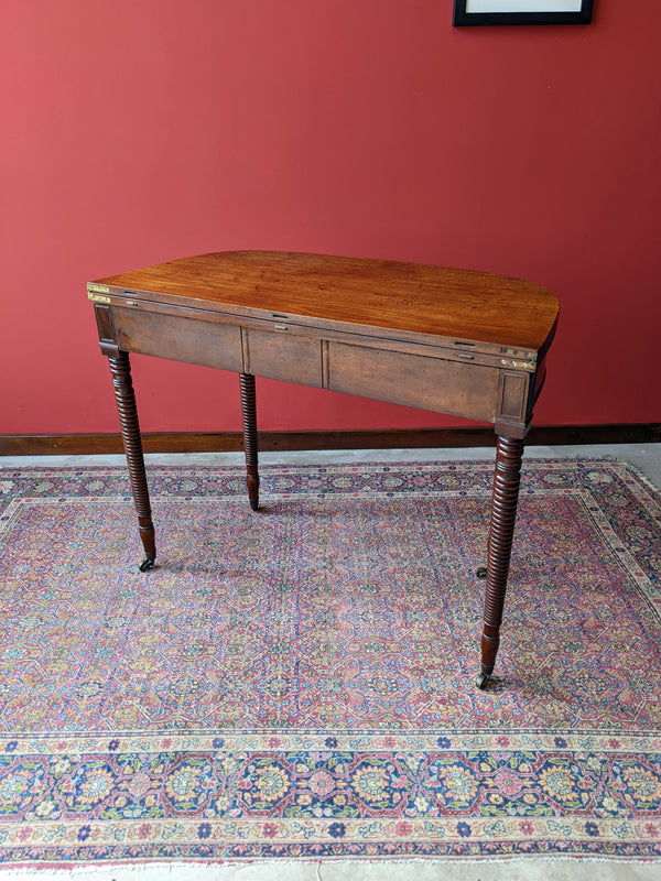 Antique Georgian Mahogany Fold Over Tea Table / Card Table / Console Table