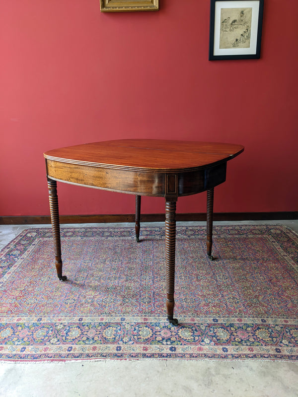 Antique Georgian Mahogany Fold Over Tea Table / Card Table / Console Table