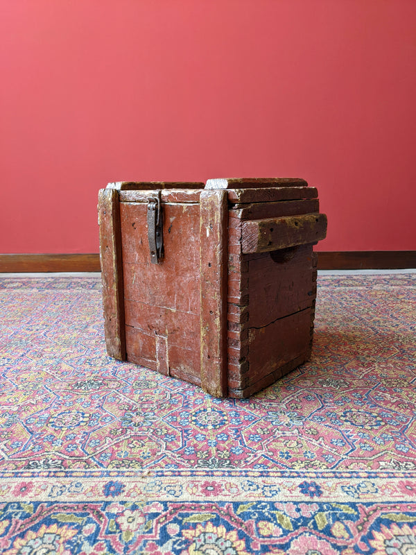 Antique 19th Century Wooden Metal Lined Strong Box