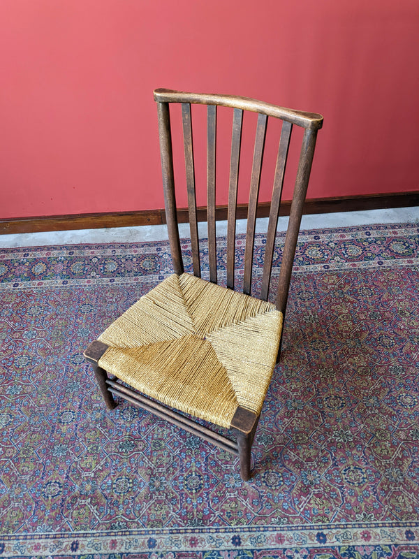 Antique Victorian Rush Seat Oak Side Chair