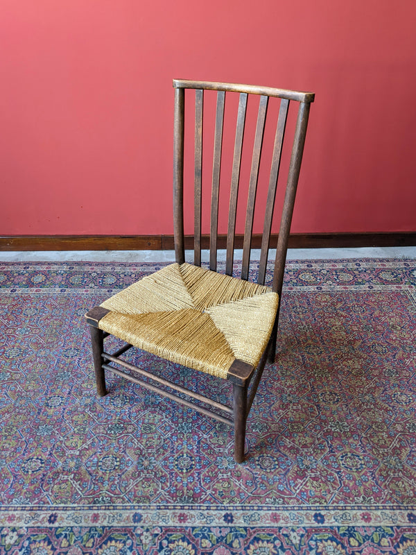 Antique Victorian Rush Seat Oak Side Chair