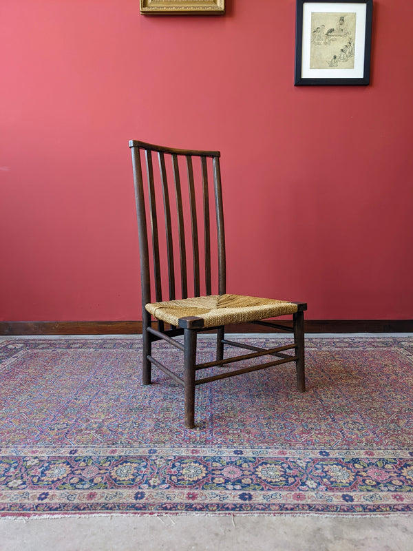 Antique Victorian Rush Seat Oak Side Chair