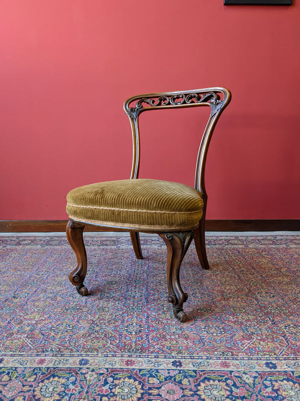 Pair of Antique Victorian Carved Walnut Side Chairs