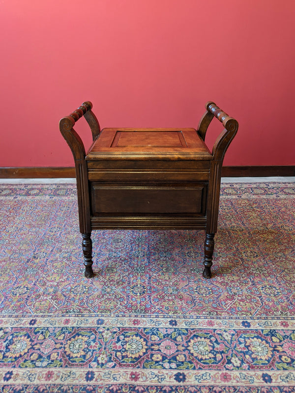 Antique Mahogany Piano Stool Storage Box