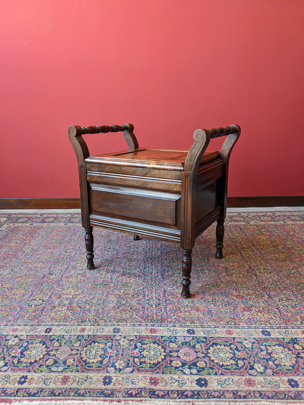 Antique Mahogany Piano Stool Storage Box