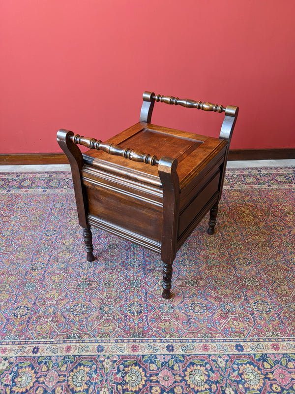 Antique Mahogany Piano Stool Storage Box
