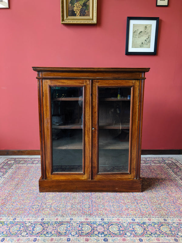 Antique Double Door Glass Fronted Floor Standing Mahogany Bookcase