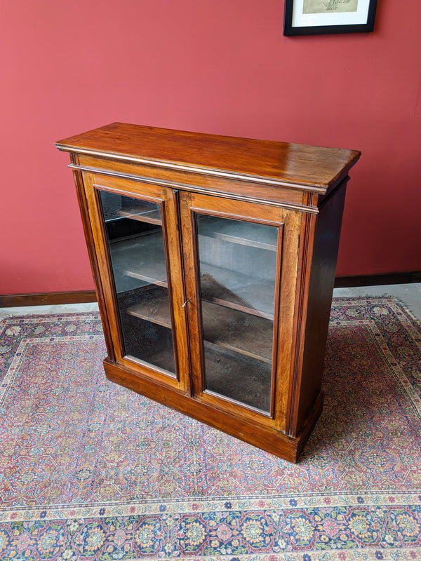 Antique Double Door Glass Fronted Floor Standing Mahogany Bookcase