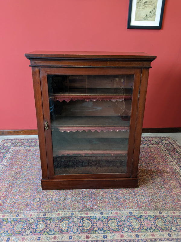 Antique 19th Century Mahogany Glazed Pier Cabinet / Single Door Glass Fronted Bookcase