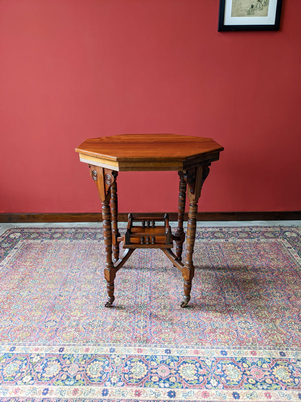 Antique Arts & Crafts Octagonal Two Tier Side Table / Occasional Table