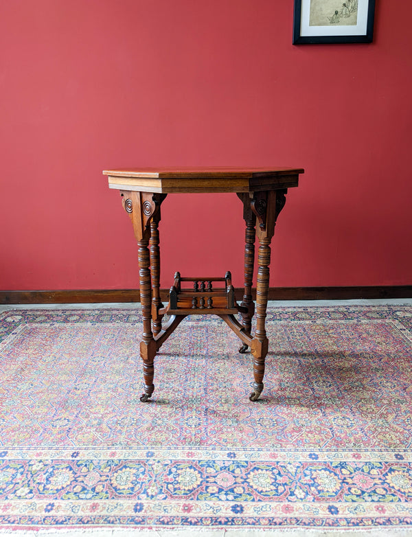 Antique Arts & Crafts Octagonal Two Tier Side Table / Occasional Table