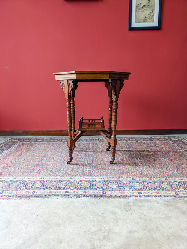 Antique Arts & Crafts Octagonal Two Tier Side Table / Occasional Table