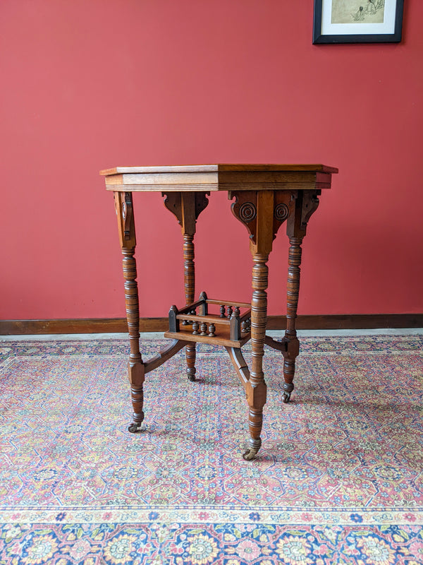 Antique Arts & Crafts Octagonal Two Tier Side Table / Occasional Table