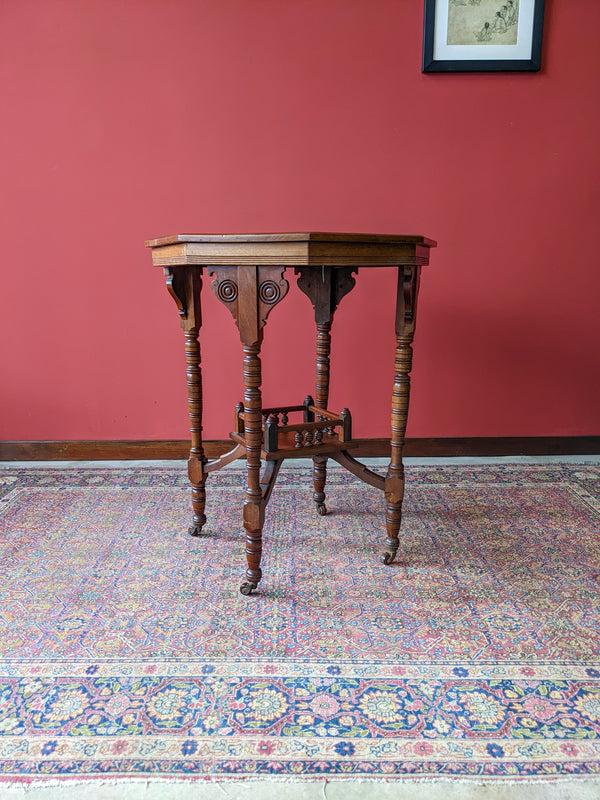 Antique Arts & Crafts Octagonal Two Tier Side Table / Occasional Table