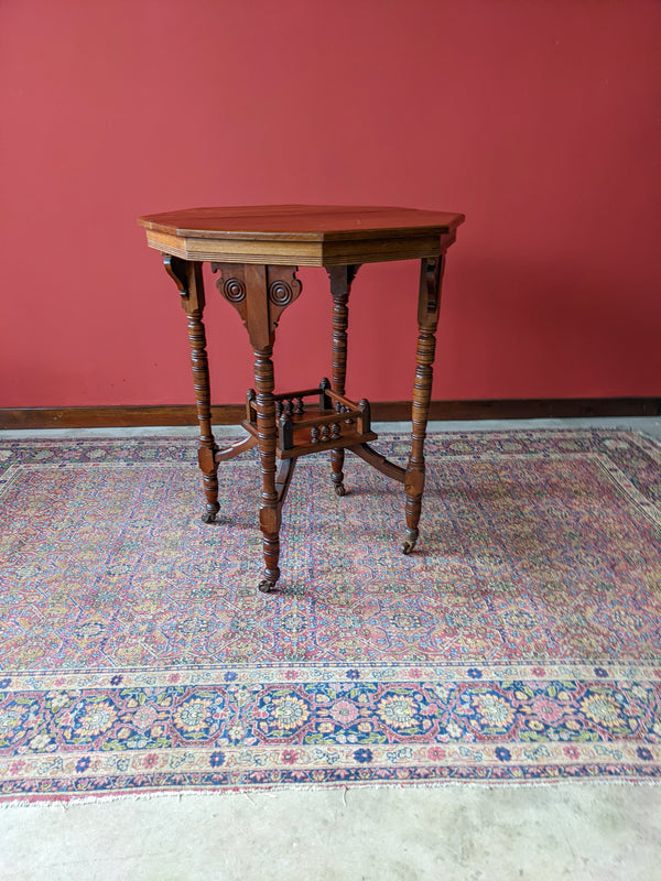 Antique Arts & Crafts Octagonal Two Tier Side Table / Occasional Table