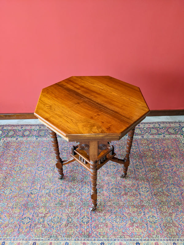 Antique Arts & Crafts Octagonal Two Tier Side Table / Occasional Table