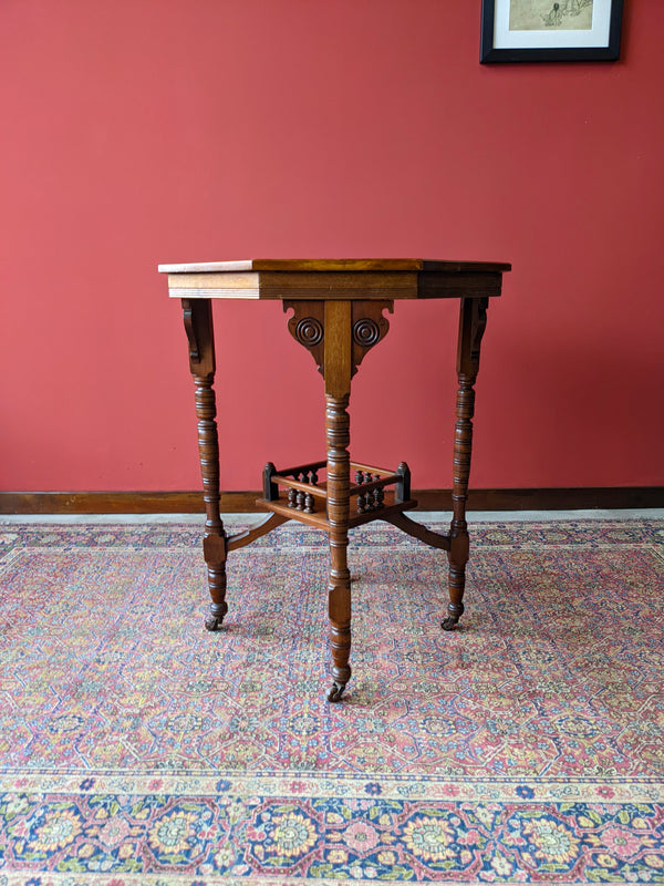 Antique Arts & Crafts Octagonal Two Tier Side Table / Occasional Table