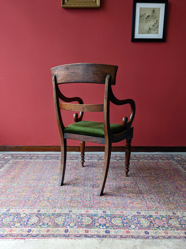 Antique Regency Mahogany Scroll Arm Library Chair