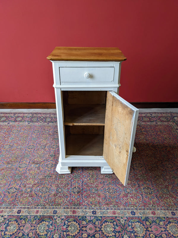 Antique Victorian Painted Walnut Pot Cupboard / Bedside