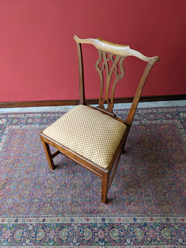 Antique Georgian Chippendale Style Oak Side Chair