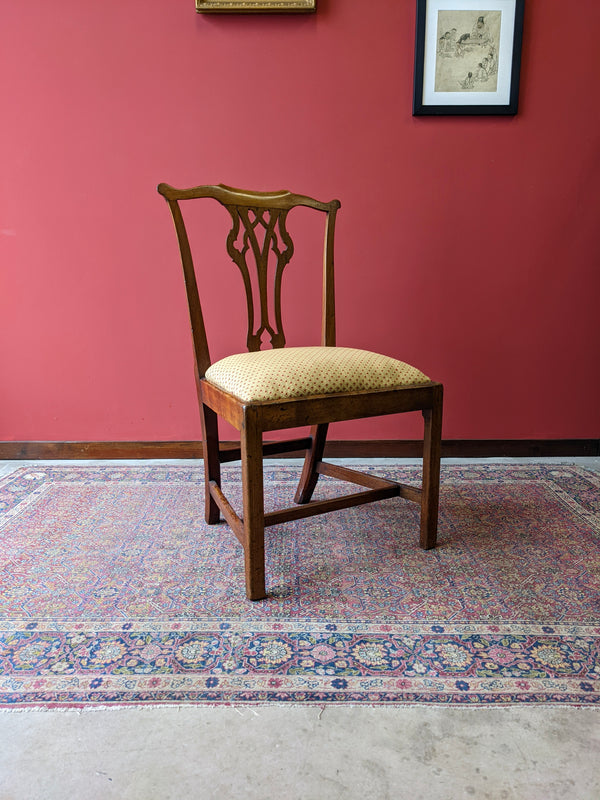 Antique Georgian Chippendale Style Oak Side Chair