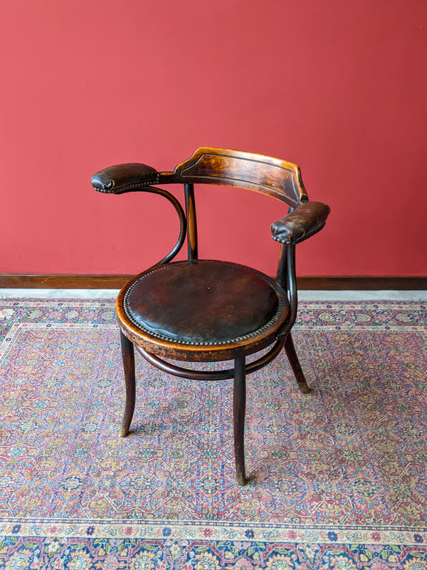 Antique Bentwood Leather Office Chair / Desk Chair