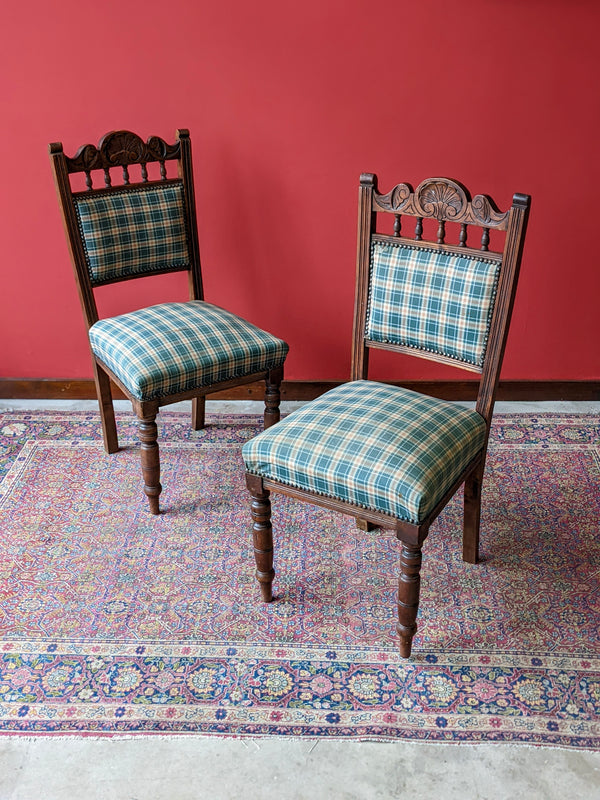 Pair of Victorian Carved Mahogany Side Chairs / Hall Chairs / Dining Chairs