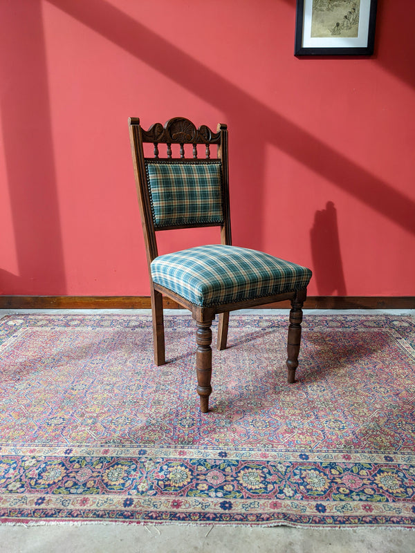 Pair of Victorian Carved Mahogany Side Chairs / Hall Chairs / Dining Chairs