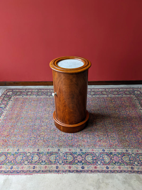 Antique Mid Victorian Circular Walnut Pot Cupboard / Bedside Table Cabinet