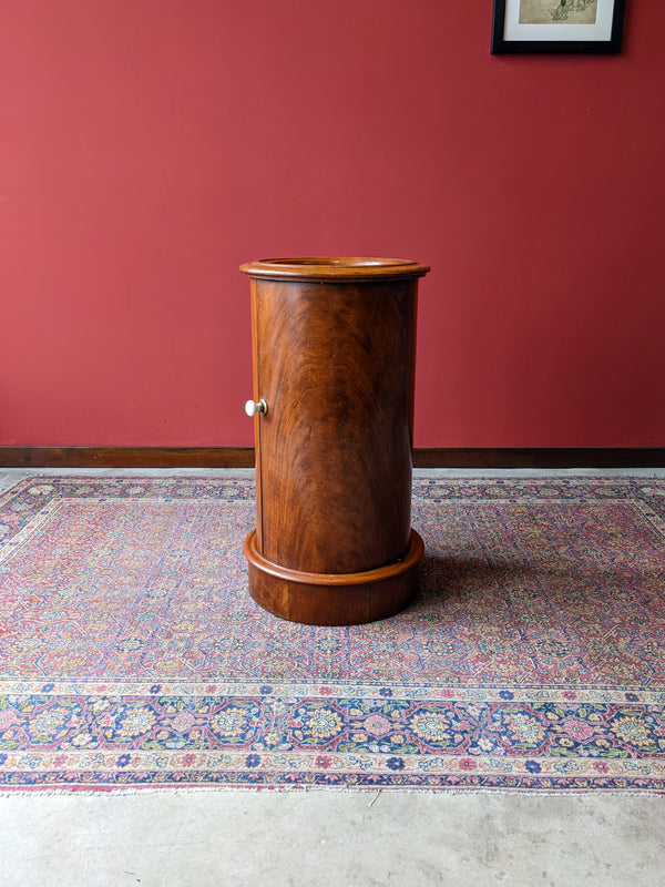 Antique Mid Victorian Circular Walnut Pot Cupboard / Bedside Table Cabinet