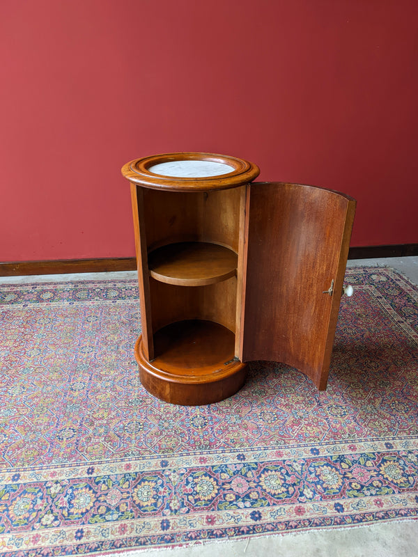 Antique Mid Victorian Circular Walnut Pot Cupboard / Bedside Table Cabinet