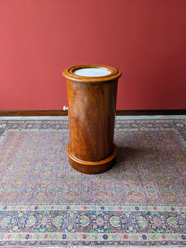 Antique Mid Victorian Circular Walnut Pot Cupboard / Bedside Table Cabinet