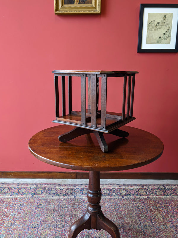 Antique Edwardian Table Top Mahogany Revolving Library Book Shelf