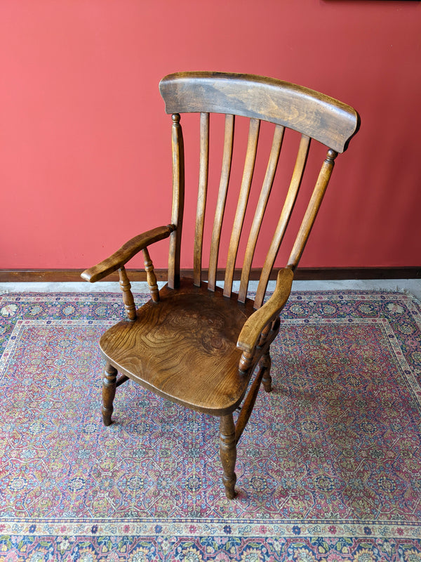 Antique Early Victorian Elm Seat Farmhouse Country Windsor Chair