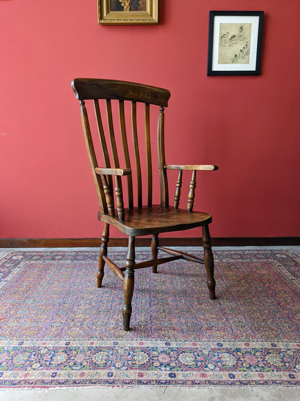 Antique Early Victorian Elm Seat Farmhouse Country Windsor Chair