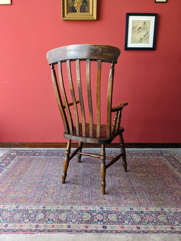 Antique Early Victorian Elm Seat Farmhouse Country Windsor Chair