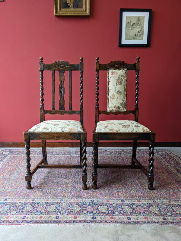 Pair of Victorian Barley Twist Hall Chairs