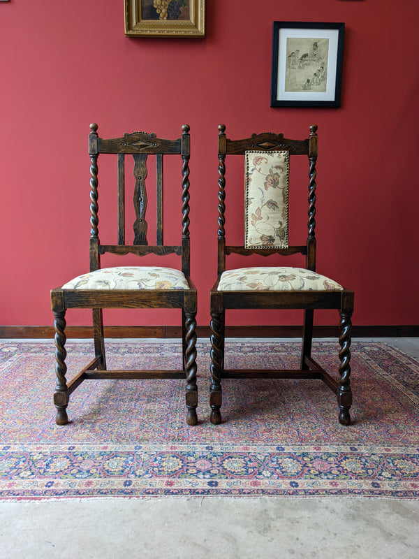 Pair of Victorian Barley Twist Hall Chairs