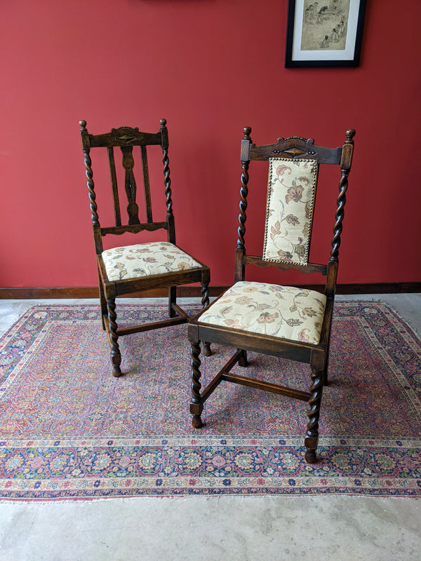 Pair of Victorian Barley Twist Hall Chairs