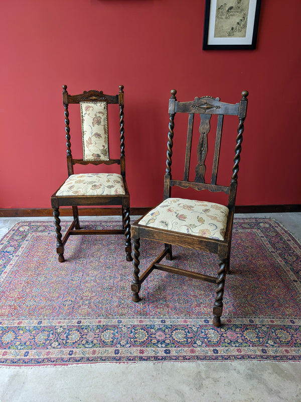 Pair of Victorian Barley Twist Hall Chairs