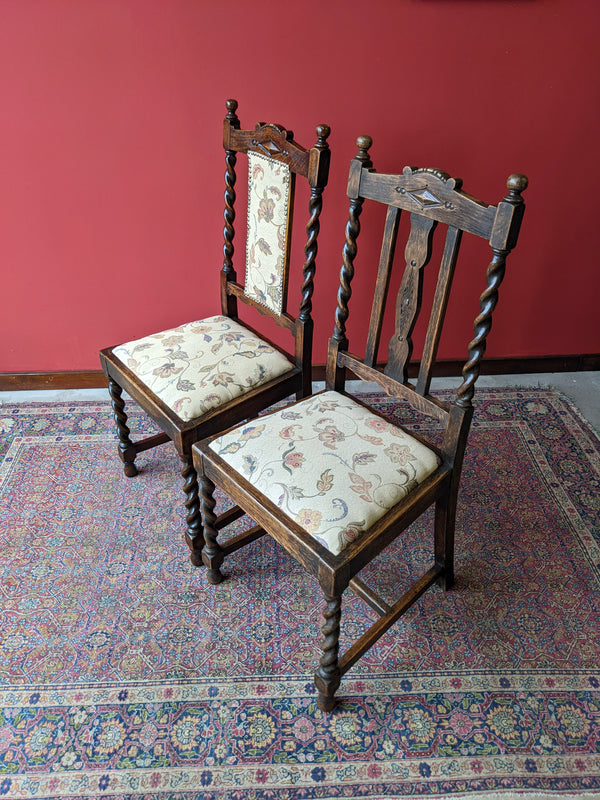 Pair of Victorian Barley Twist Hall Chairs