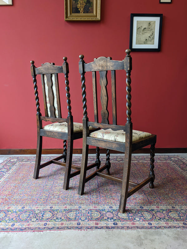 Pair of Victorian Barley Twist Hall Chairs