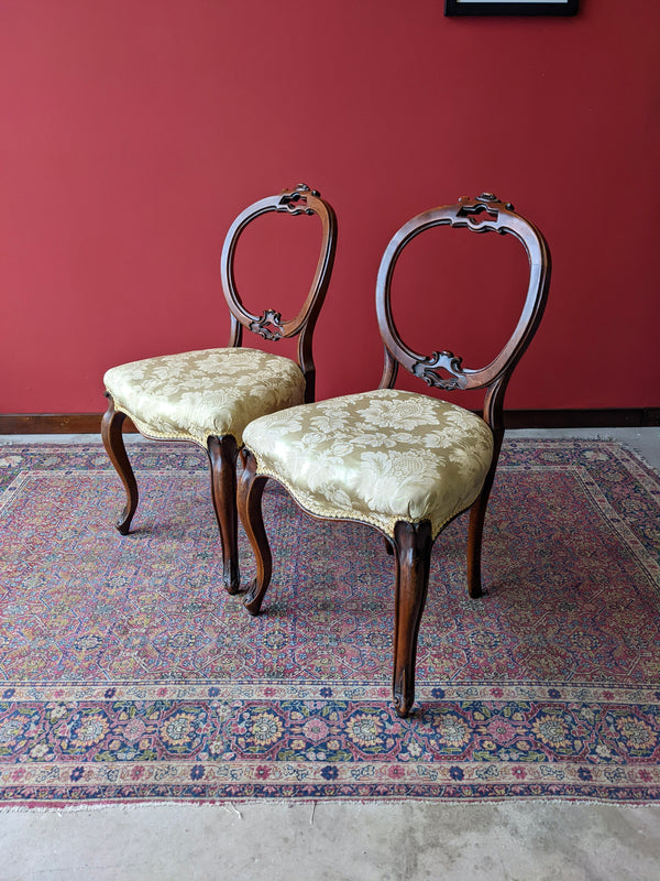 Pair of Early Victorian Walnut Side Chairs / Bedroom Chairs / Dining Chairs