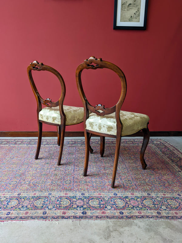 Pair of Early Victorian Walnut Side Chairs / Bedroom Chairs / Dining Chairs