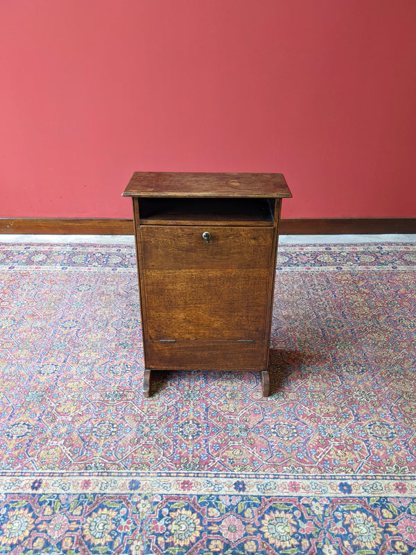 Small Vintage Fall Front Oak Cupboard / Tidy / Slim Side Table / Bedside