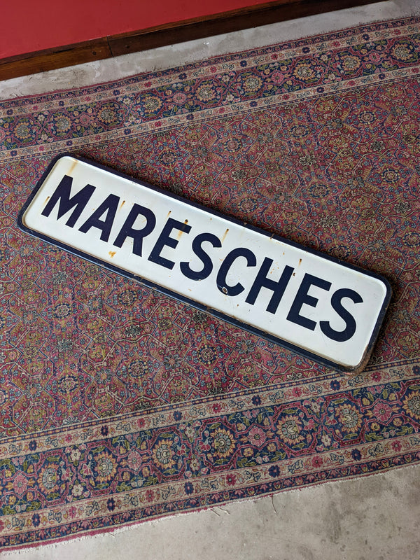 Large Original Vintage French Enamel Maresches Road Sign