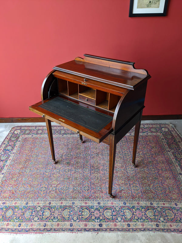 Antique Edwardian Mahogany Roll Top Bureau Secretaire Desk